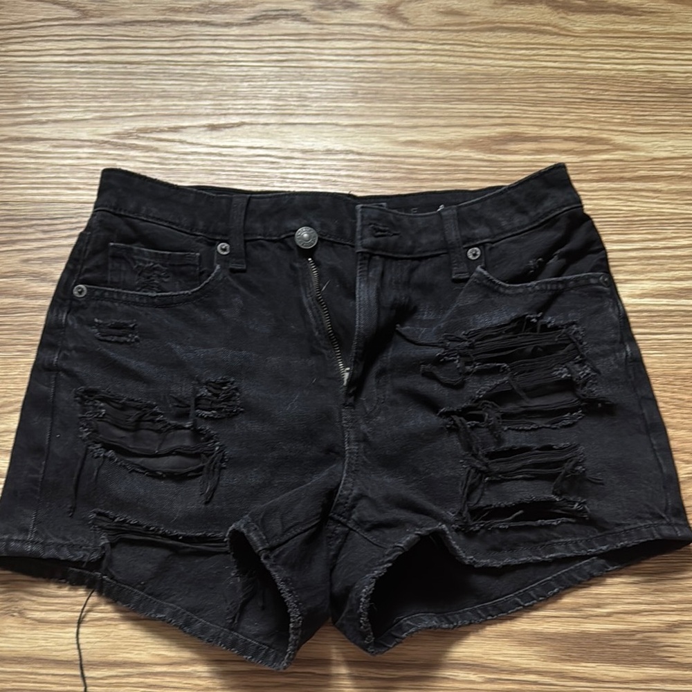 American Eagle Outfitters Black Jean Shorts Raw Hem